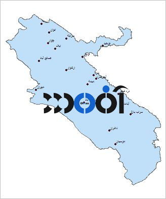 شیپ فایل شهرهای استان ایلام (نقطه ای)