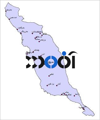 شیپ فایل شهرهای استان بوشهر (نقطه ای)