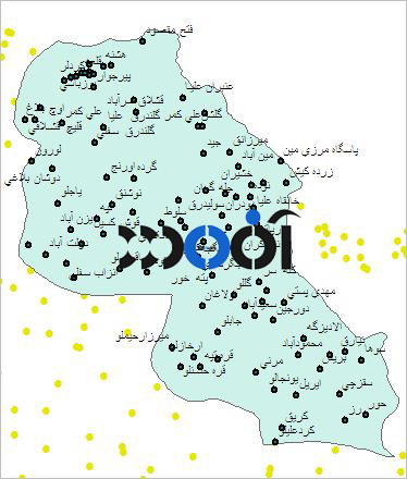 شیپ فایل روستاهای شهرستان نمین