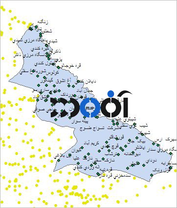 شیپ فایل روستاهای شهرستان پلدشت