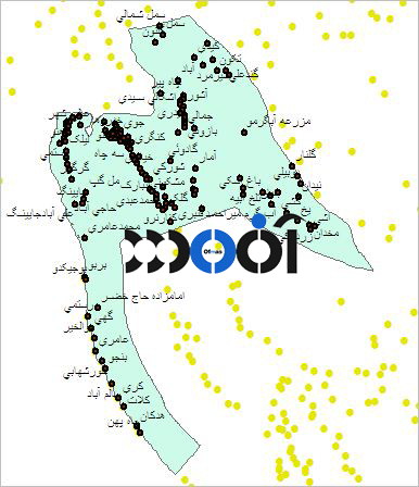 شیپ فایل روستاهای شهرستان تنگستان