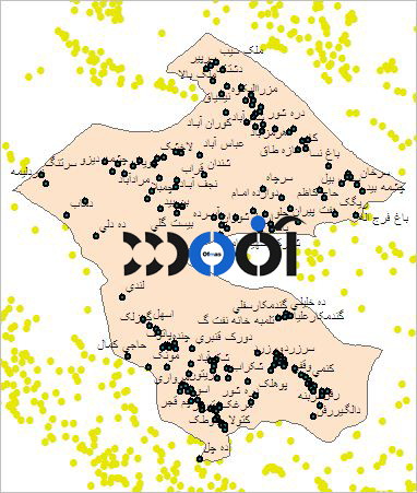 شیپ فایل روستاهای شهرستان اردل