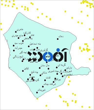 شیپ فایل روستاهای شهرستان دیلم