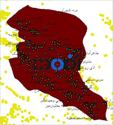 شیپ فایل روستاهای شهرستان بوانات