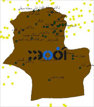 شیپ فایل روستاهای شهرستان کردکوی