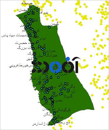 شیپ فایل روستاهای شهرستان سیریک