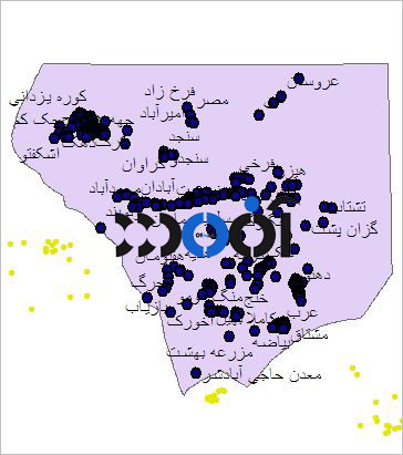 شیپ فایل روستاهای شهرستان خور و بیابانک