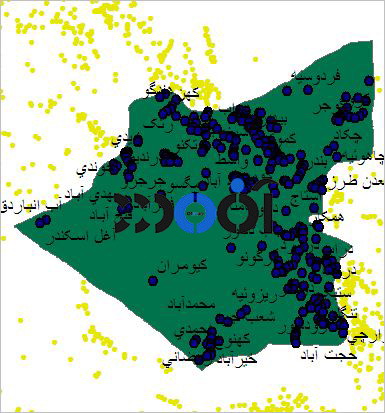 شیپ فایل روستاهای شهرستان کوهبنان