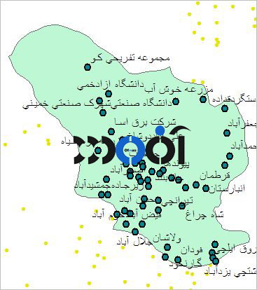 شیپ فایل روستاهای شهرستان خمینی شهر