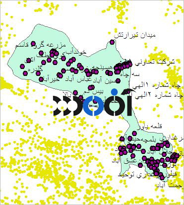 شیپ فایل روستاهای شهرستان نجف آباد