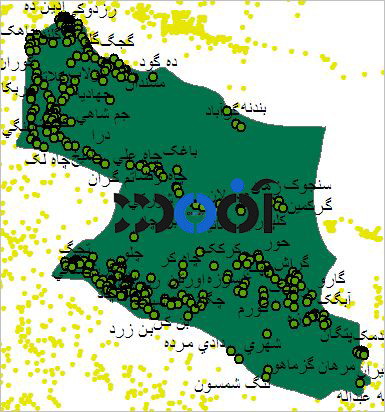 شیپ فایل روستاهای شهرستان قلعه گنج