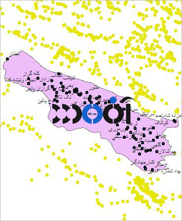 شیپ فایل روستاهای شهرستان آبدانان