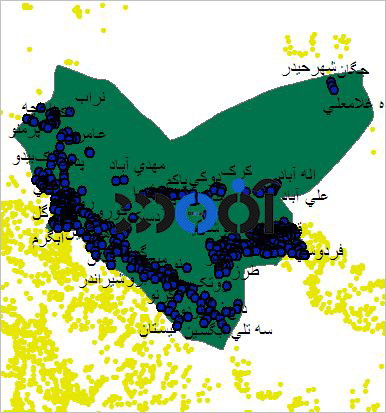 شیپ فایل روستاهای شهرستان بم