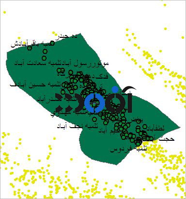 شیپ فایل روستاهای شهرستان انار