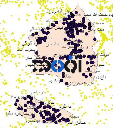 شیپ فایل روستاهای شهرستان دهاقان