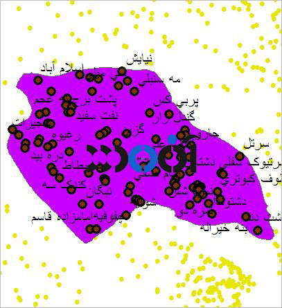 شیپ فایل روستاهای شهرستان هفتکل