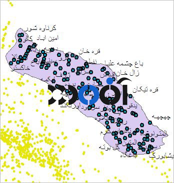 شیپ فایل روستاهای شهرستان کلات