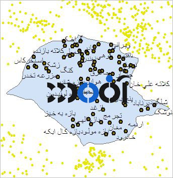 شیپ فایل روستاهای شهرستان بینالود