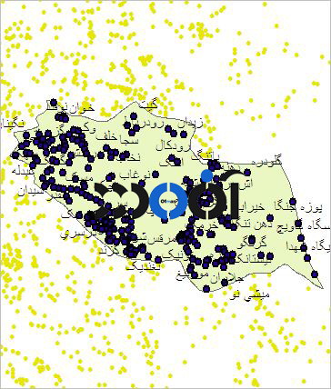 شیپ فایل روستاهای شهرستان درمیان