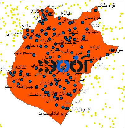 شیپ فایل روستاهای شهرستان ازنا