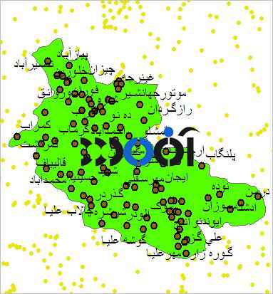 شیپ فایل روستاهای شهرستان خنداب