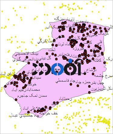 شیپ فایل روستاهای شهرستان جاجروم