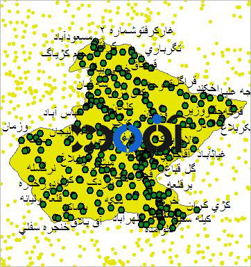 شیپ فایل روستاهای شهرستان دیواندره