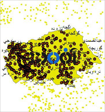 شیپ فایل روستاهای شهرستان مریوان