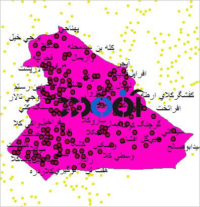 شیپ فایل روستاهای شهرستان قائم شهر