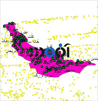 شیپ فایل روستاهای شهرستان نکا