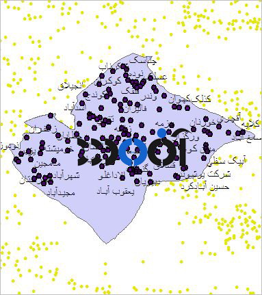 شیپ فایل روستاهای شهرستان آبیک