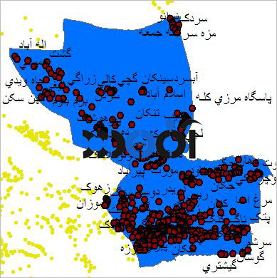 شیپ فایل روستاهای شهرستان سراوان