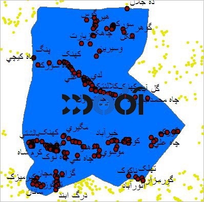 شیپ فایل روستاهای شهرستان دلگان