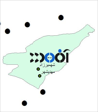 شیپ فایل شهرهای شهرستان مهدی شهر به صورت نقطه ای